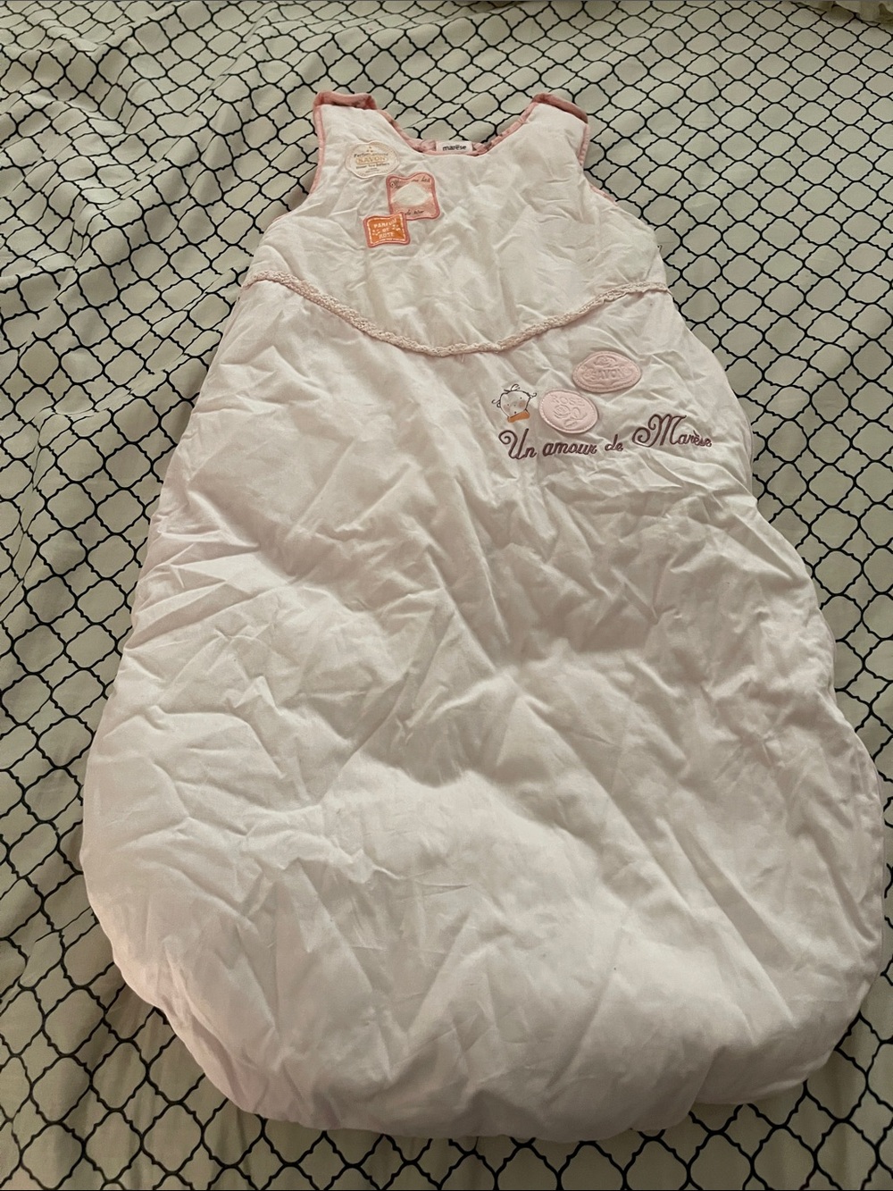 Pink Baby Sleep Sack with Embroidered Accents